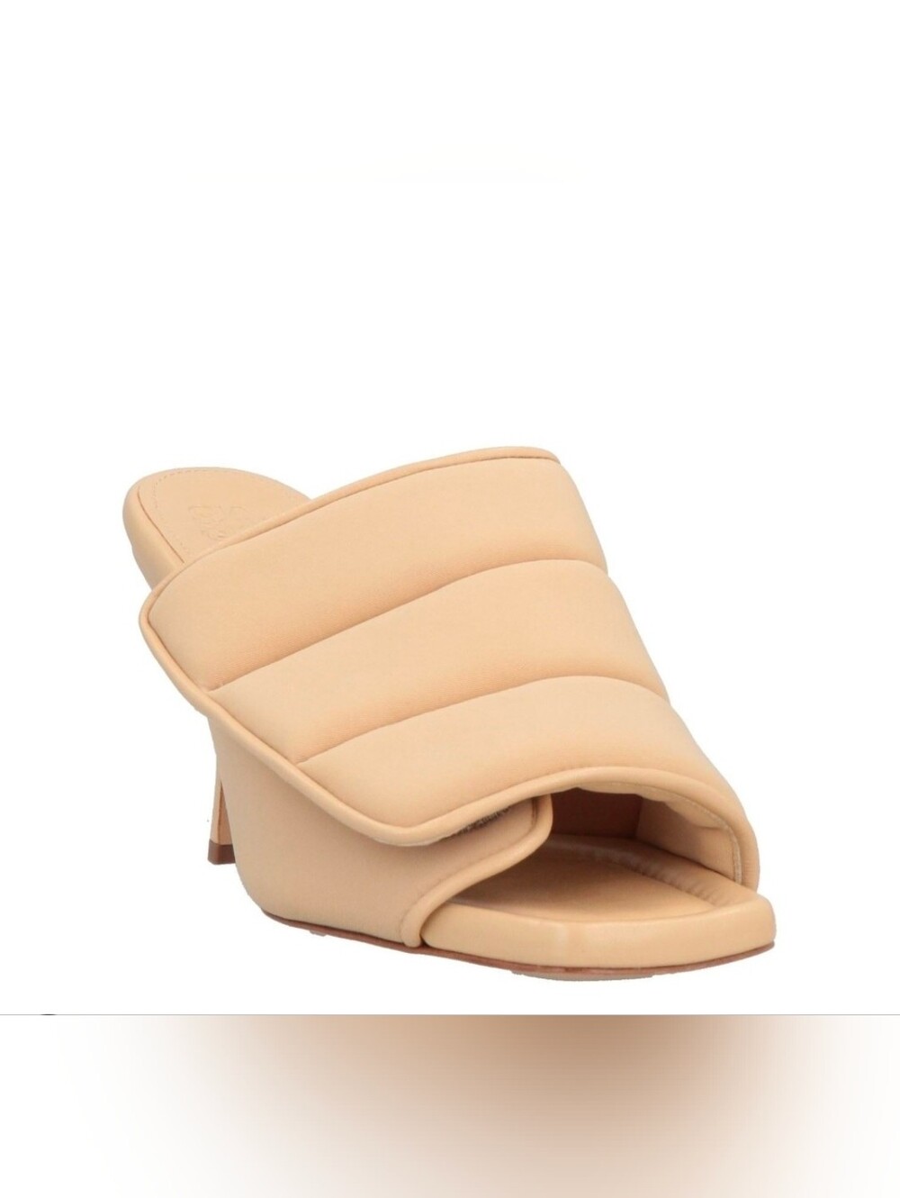 GIA BORGHINI Beige Textile Leather Slide Sandal Heels